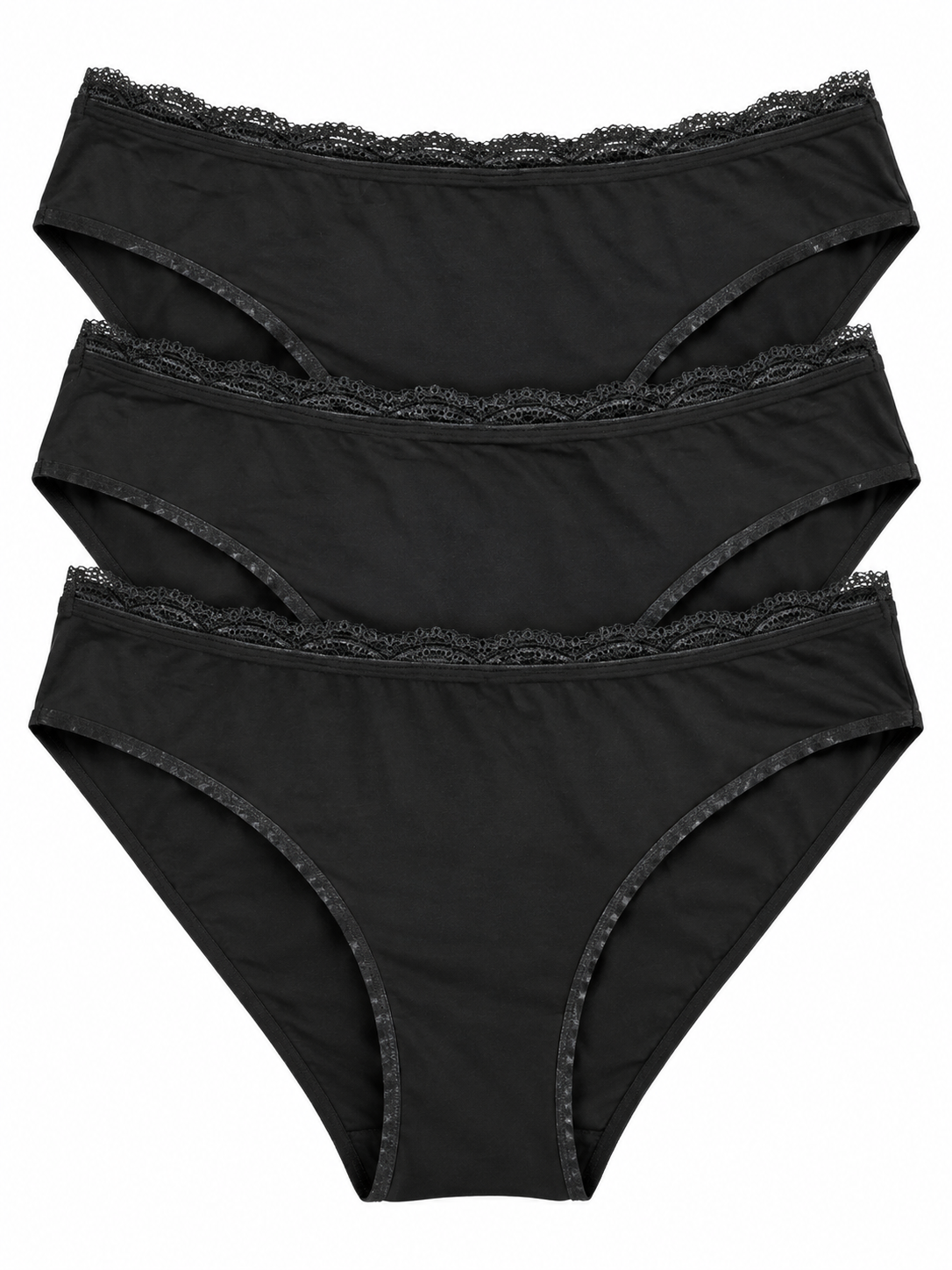Pack x3 Bikini de Modal – Negro | Talle L